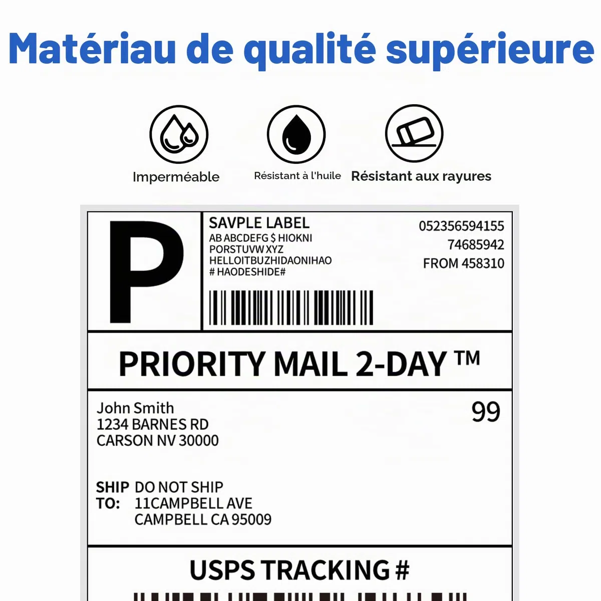 Phomemo 4''x 6'' Étiquettes Thermiques, Etiquette Imprimante Thermique, Compatible avec les Imprimante Thermique Etiquette, Compatible avec 241bt 520bt Imprimante (500 étiquettes pliantes) Blanc